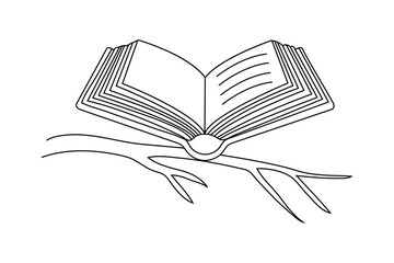 online Drawing of a book single line art design on white background 
