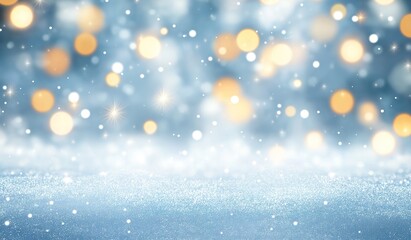 Obraz premium Abstract Blue Holiday Background with Scattered Lights and Text Space for Christmas, New Year Celebrations