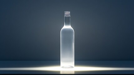 Transparent bottle illuminated naturally on a sleek table