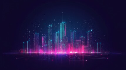 Fototapeta premium Smart city and abstract dot point connect with gradient line.