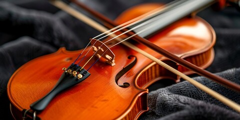 Fototapeta premium Close-up of a Violin with Bow.