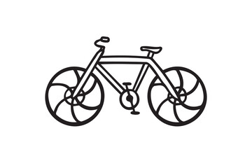 Obraz premium Bicycle hand drawn icon. Bicycle doodle sign isolated on white background
