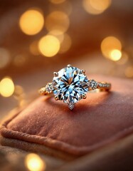 Fototapeta premium Close up of diamond engagement ring 