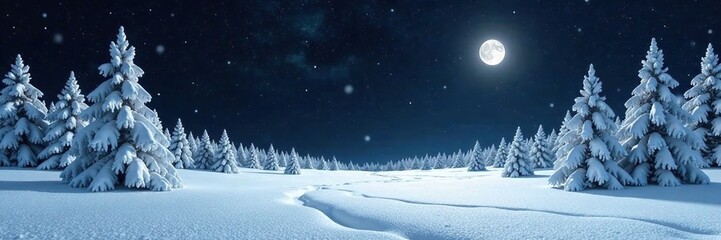 Fototapeta premium Falling white snow in black hole like landscape, frozen, treeless