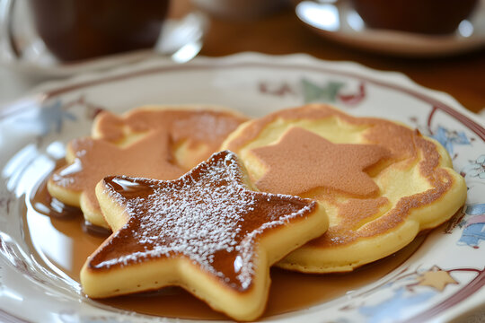 Breakfast kids menu. Star pencake shapes