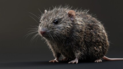 Detailed Close-Up of a Realistic Full Body Mouse on a Dark Background for Nature and Animal Illustrations
