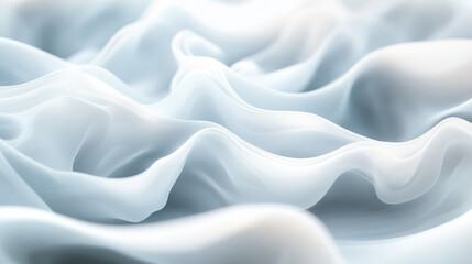 Obraz premium A close-up photorealistic rendering of stylized clouds, their soft white shapes glowing slightly against a pale grayish-blue sky, detailed highlights on edges creating a luminous effect, dynamic cloud