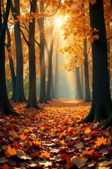 Leaves swirled around by the wind's gentle caress, forest floor, autumn leaves