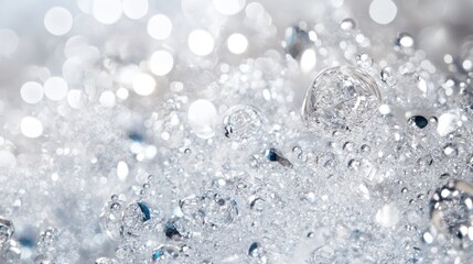 Closeup Sparkling Water Bubbles Abstract Texture: Shimmering Aquatic Macro Photography