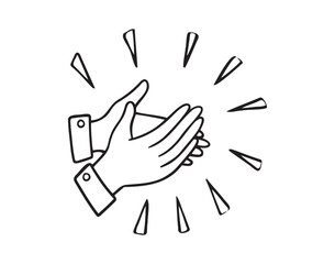 Applause doodle icon, Clapping their hands, applause hand drawn isolated on white background. 