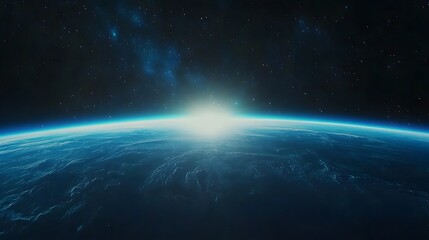 Fototapeta premium Earthrise Sunrise Over Ocean Planet From Space