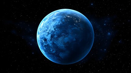 Obraz premium Blue Planet Earth in Dark Space Among Stars