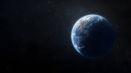 Earth Planet Viewed From Space Among Stars