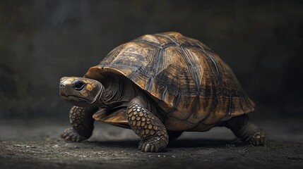 Obraz premium Captivating Close-Up of a Tortois in Natural Habitat Showcasing Stunning Shell Patterns and Distinctive Features