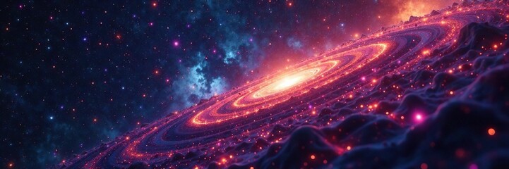 Obraz premium Black void with distorted space-time continuum, cosmic warping, universe aberration, distorted space-time