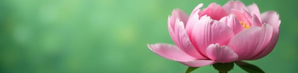 Obraz premium Image of large peony in bloom against a subtle green background, spring, gardenia, floral