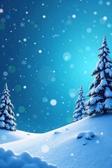 Fototapeta premium serene blue winter landscape with falling snowflakes, winter wonderland, icy landscape, snowfall
