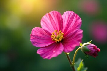Obraz premium Soft focus image of a mallow flower against a blurred background, blur, botanical
