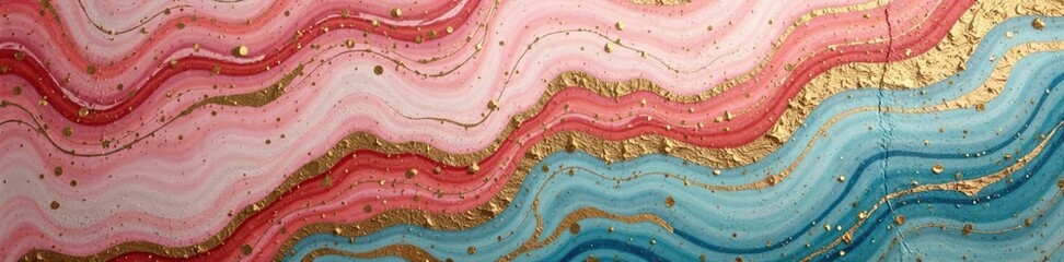 Hand-painted marble effect plastered wall with gold accents, accentuated, painted, refined