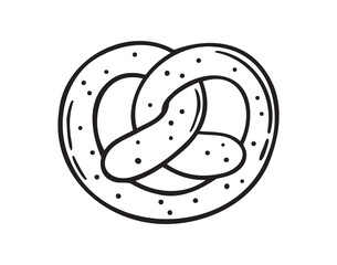 Pretzel doodle hand drawn icon. German pretzel traditional drawing clipart line isolated element.
