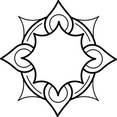 Decorative line art frames for design template. Elegant element for design in Eastern style, place for text. Black outline floral border. Lace illustration for invitations and greeting cards