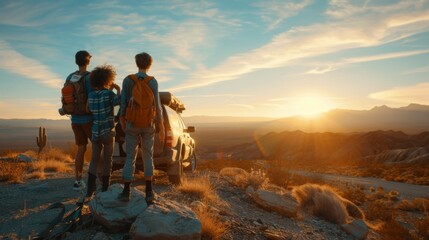 Fototapeta premium Family Road Trip Adventure During Spring Break