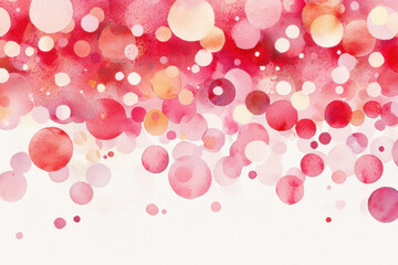 Vibrant watercolor circles in shades of red and pink create lively pattern