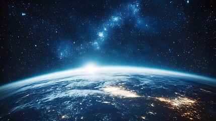 Fototapeta premium Earthrise Sunrise Celestial Sphere Galactic Panorama