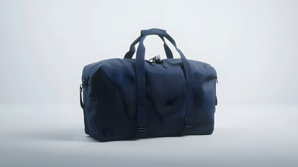 a weekend bag packed full of dark blue Cordura fabric, showcased against a plain white background.