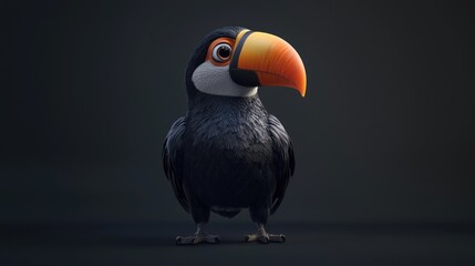 Fototapeta premium Vibrant and Playful Cartoon Toucan with Colorful Beak and Lively Expression in a Studio Setting