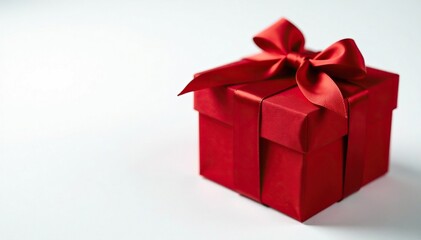 Obraz premium Velvet-covered gift box on white background with a red bow, velvet, covered, season