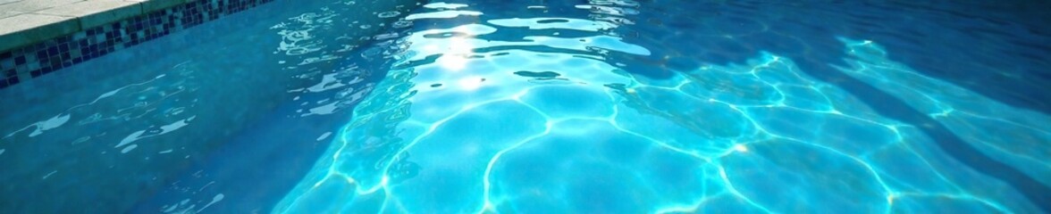 Obraz premium Deep blue waters with distorted reflections in a pool, soothing colors, wavy motion