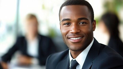 Young Businessman Engaging with Staff in Modern Office Setting