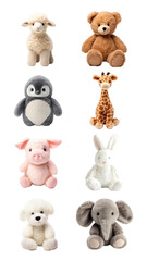 PNG cute animal doll design element set, transparent background