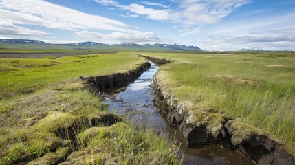 Melting Permafrost Landscape Under Rising Temperatures