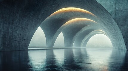 Abstract Concrete Architecture: Serene Tunnel Interior