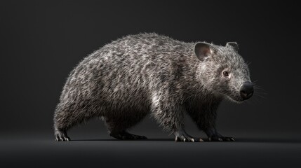 Obraz premium Detailed View of a Wombat in a Studio Setting Showcasing Its Unique Features and Textures Against a Dark Background