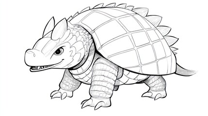 Fototapeta premium Playful Armadillo with Snack: Children's Coloring Book Illustration