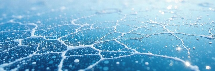 Obraz premium Frozen lake with numerous small chips and cracks in the surface, natural, winter, chip