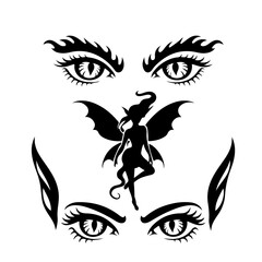 evil girl with wings and eyes