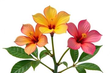 Fototapeta premium Botanical Image of Isolated Allamanda Cathartica Flowers on White Background, botanical image, allamanda flowers