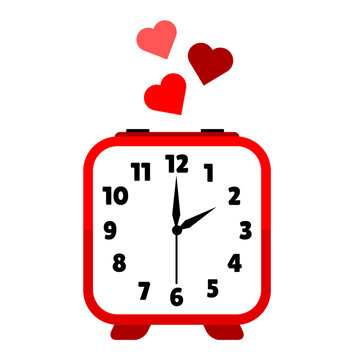 recommend clip art: 2 O'clock .Red clock clip art with hearts isolated on white background. Wecker alarm vector valentine. Countdown valentine.Time for love agenda reminder