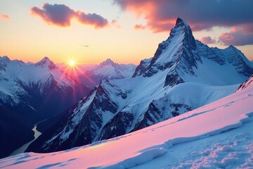Hochkalter Gletscher Bei Sonnenaufgang Mit