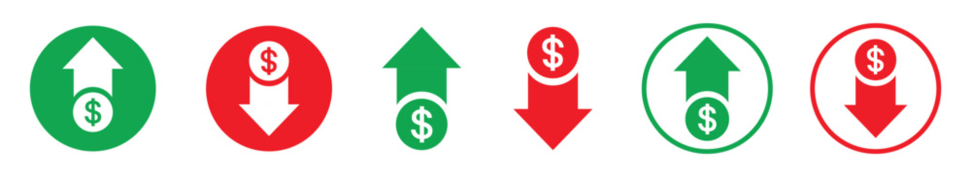 dollar price up down arrow icon. dollar increase and decrease icon. vector illustration transparent background
