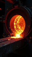 Melting steel in an electroarc furnace with flames, steel, brightness