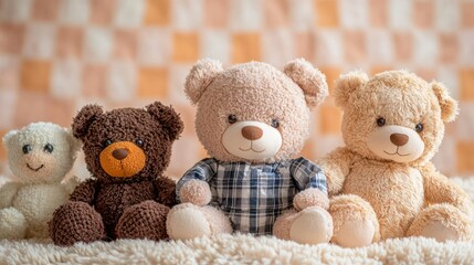 An adorable soft background featuring plush toys and soft colors, creating a warm and inviting atmosphere for baby portraits