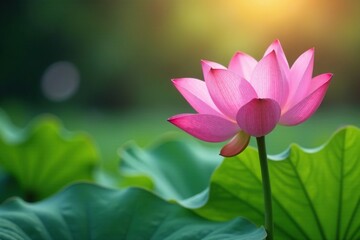 Obraz premium Soft pink lotus flowers opening their petals in the morning dew, peaceful, flowers blooming