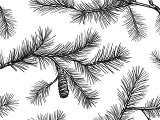 seamless pattern with fir branches