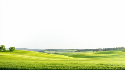 Obraz premium A large, open field with a few trees scattered throughout