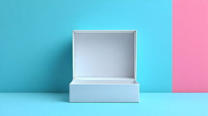 Fototapeta premium An open white box on a colorful background, suggesting potential or storage.